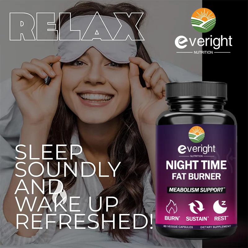 Night Time Fat Burner - Helps with metabolism, sleep quality, weight management and appetite control for Men and Women