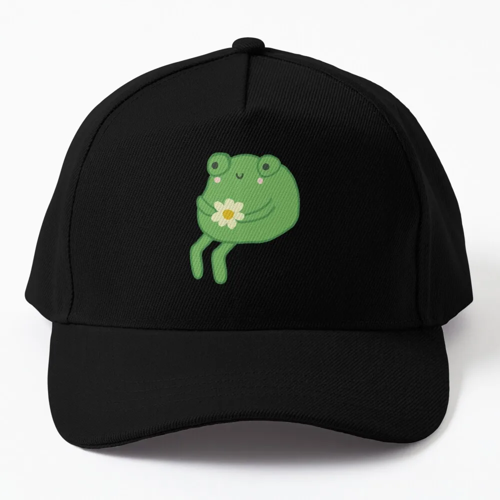 Frog Birthday Cake Meme: Cottagecore Aesthetic, Cute Frogge Sitting with Flower, Funny Sad Froggy Baseball Cap