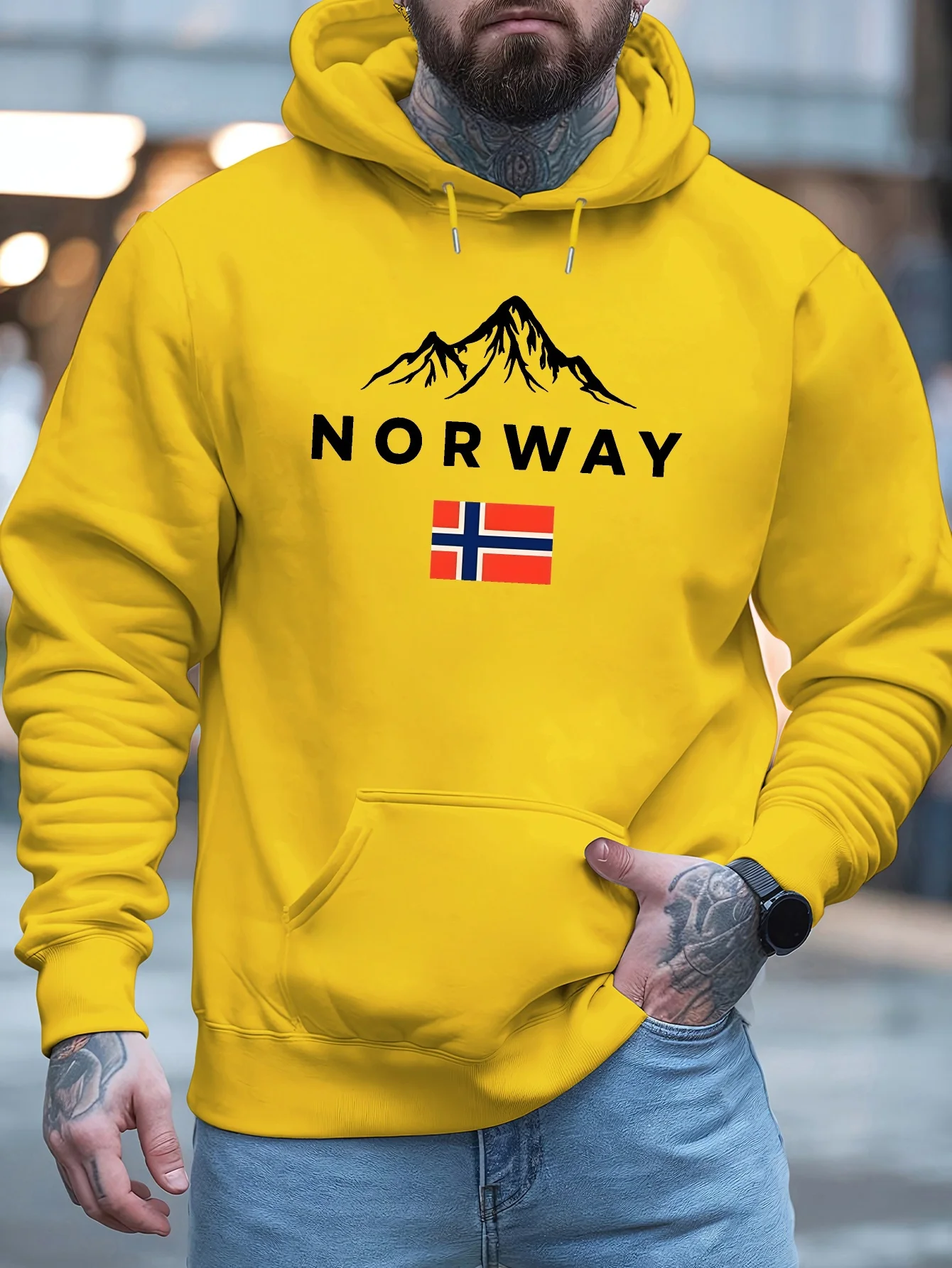 Norwegian Letter-print Men Women Hoodie Sweatshirt Hiphop Trend Outdoor Adventure Street Workout Fitness Adult Autumn-winter Top