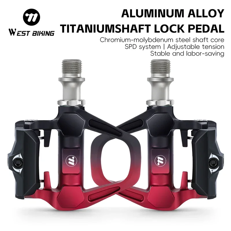 

Велосипедные педали WEST BIKING, алюминиевый сплав, титановая ось, велосипедная педаль с замком, самоблокирующаяся педаль для шоссейного велосипеда для системы SPD, часть велосипеда