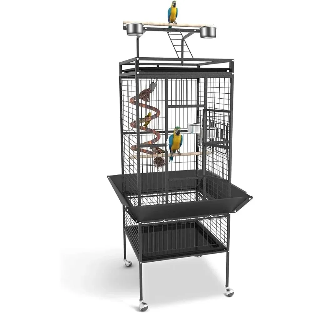 

61'' Bird Cage Cages of Birds Accessories Bird Flight Cages With Rolling Stand & Bottom Tray Nests for Birds Backpack Canary Hut