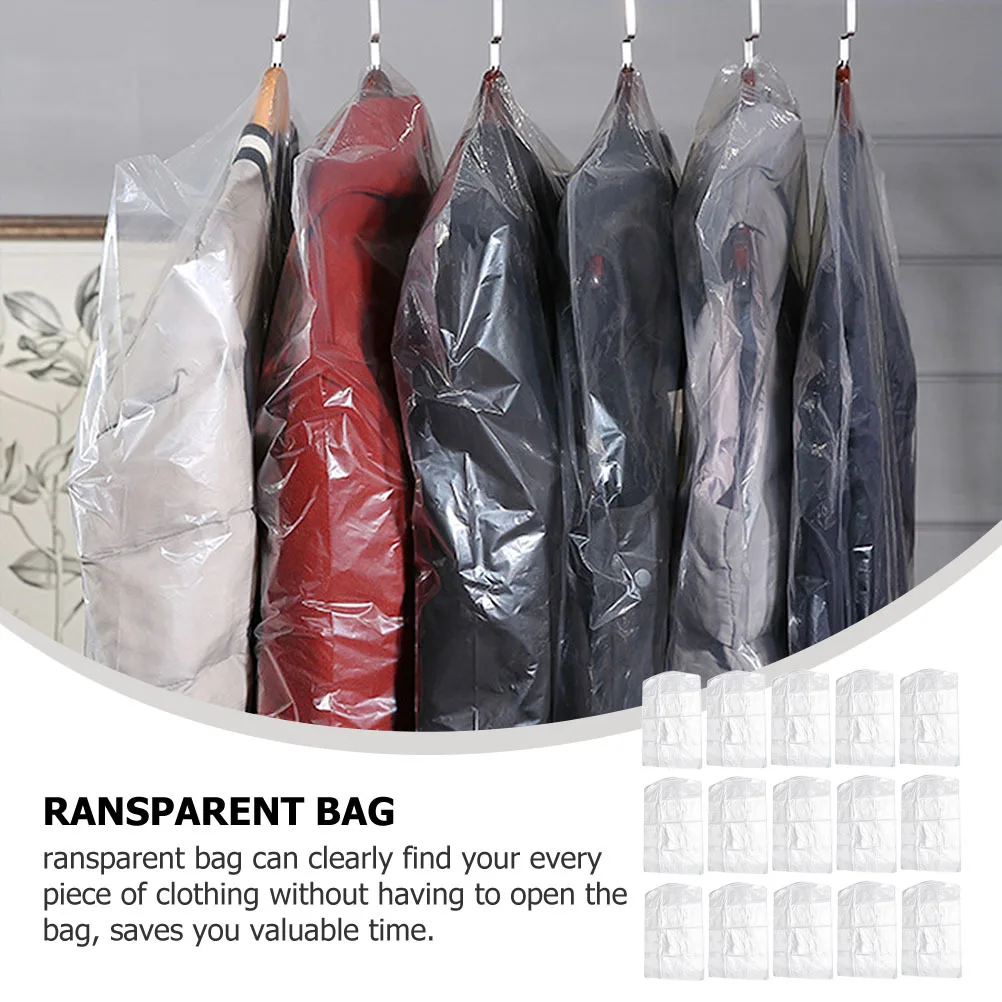 

20Pcs Dry Cleaning Bag Clear Hanging Garment Cover Clothes Dustproof Suit Dress Jacket Closet Storage Organizer Protector
