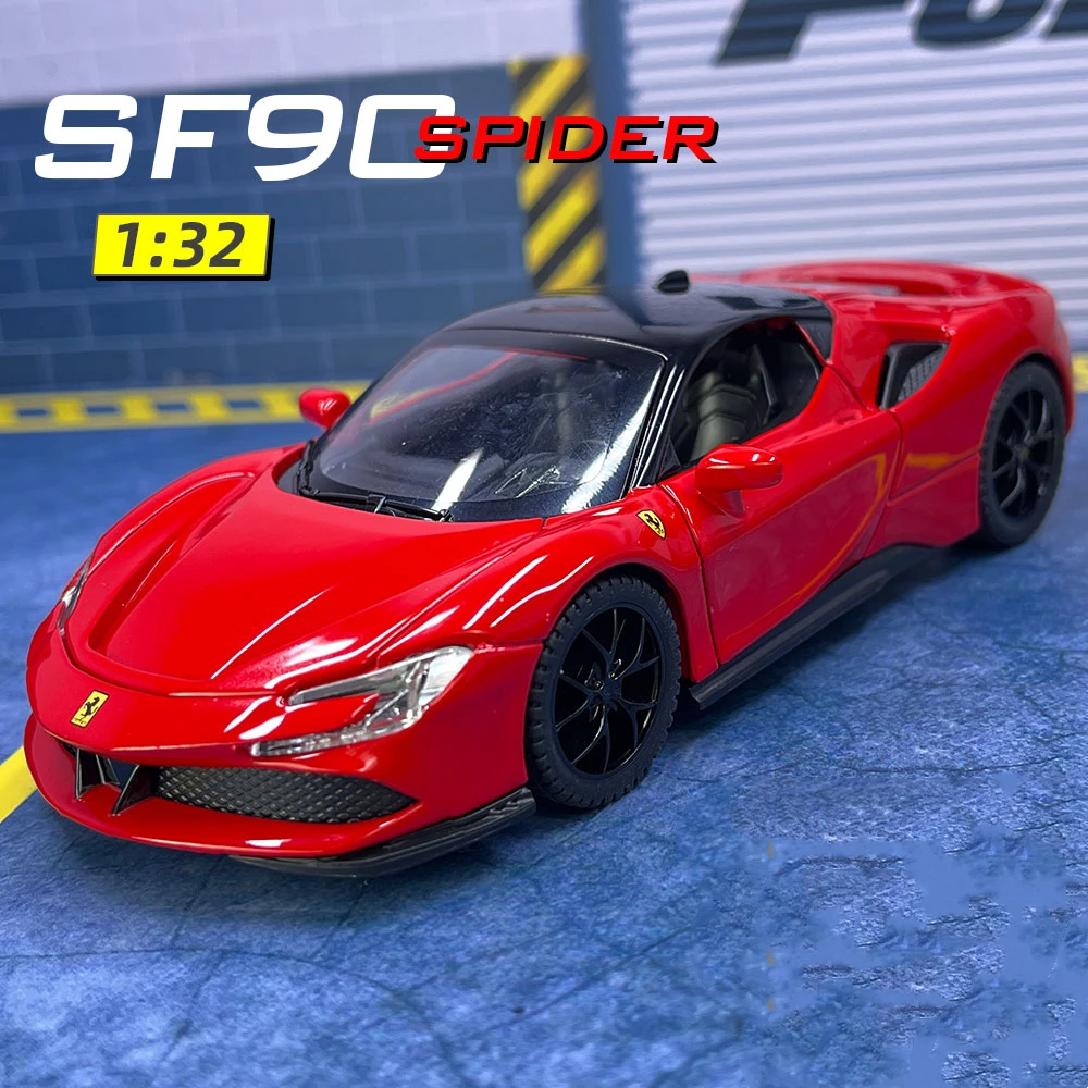 

1:32 Scale FerrariSF90 Glow Alloy Car Model Diecast Metal Toys Vehicles Car Racing Model Replica Room Decor Gift for Boys