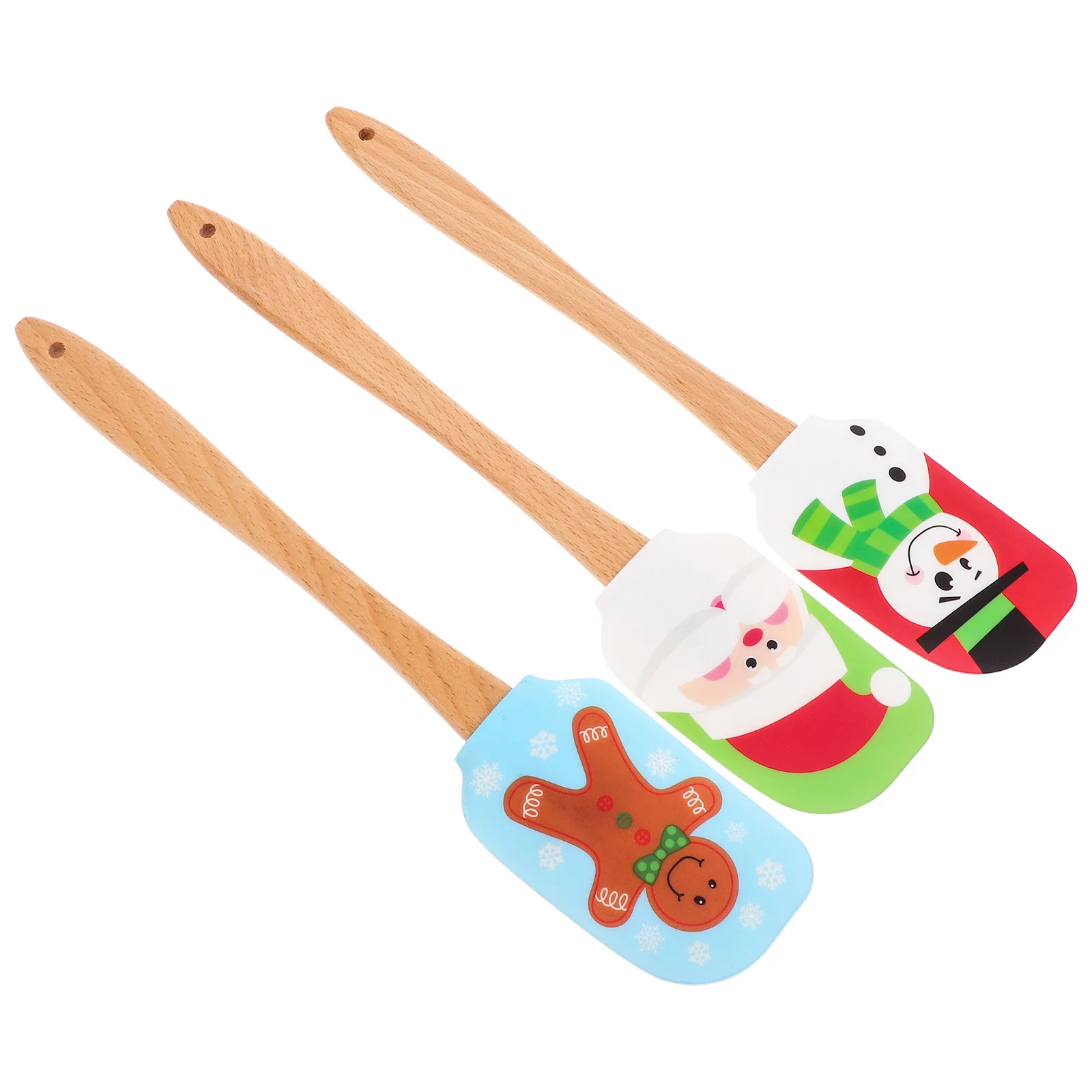 

3Pcs Christmas Silicone Spatula Set Nonstick Rubber Scrapers Wood Handle Xmas Cake Decorating Pancake Flipper Holiday Kitchen