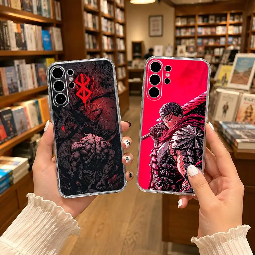 Badass B-Berserk Guts sword  Clear Hard Phone Case For Samsung S25,24,23,22,21,10,9,Ultra,Plus,Lite Transparent Cover