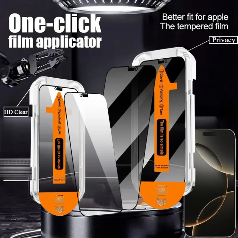 

Premium Tempered Glass For iPhone 16 15 14 13 12 11 Pro Max 15 16 Plus Xs XR Screen Protector Auto Dust-proof Easy to install