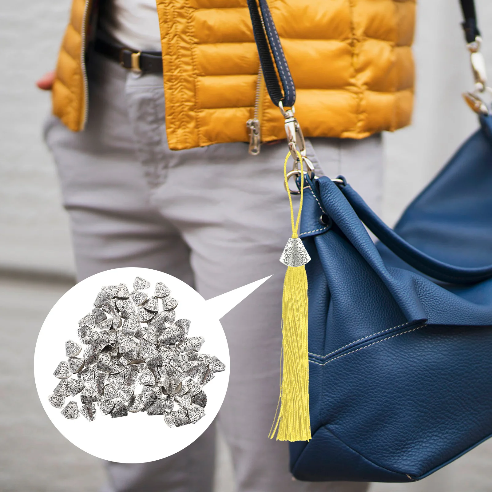 

1Set Tassel End Caps Premium Alloy Cord Ends for Jewelry Making Supplies DIY Craft Key Ornament Decorative Accessories