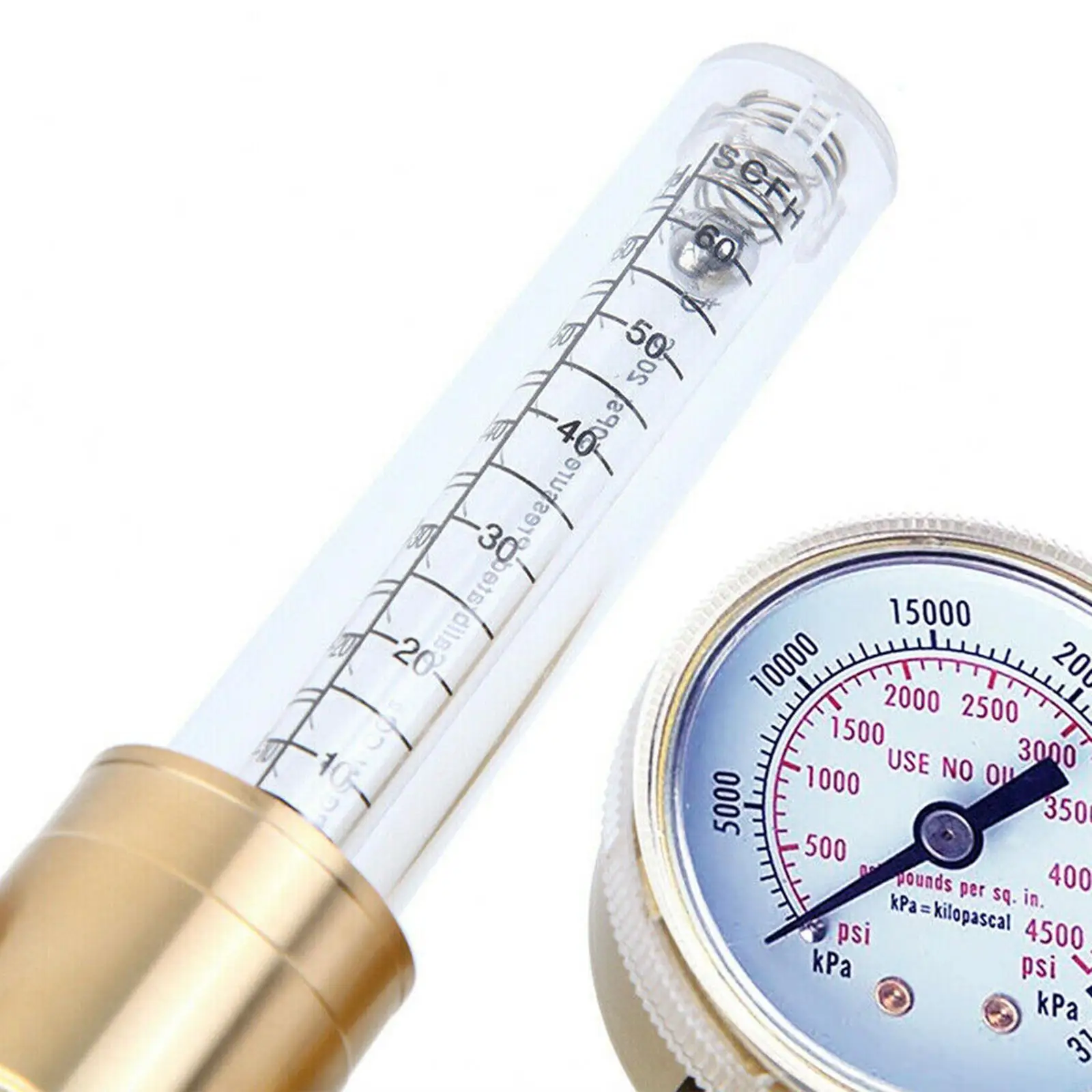 Gas Regulator with Dual Outlet Argon CO2 Flowmeter Brass Adjustable for Welding MIG TIG CGA580 Tank