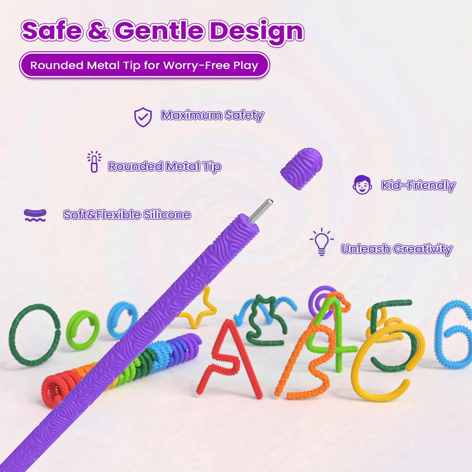 Bâton sensoriel en Silicone texturé, bâton sensoriel apaisant pour enfants, récompenses en classe, jouets à presser élastiques pour adolescentes et filles