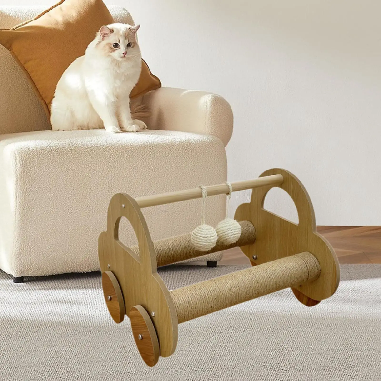 ไม้ Cat Scratcher ของเล่นประหยัดพื้นที่เฟอร์นิเจอร์ Protector สัตว์เลี้ยงอเนกประสงค์ Interactive ของเล่นสําหรับ Keeping แมว Fit และปกป้องเฟอร์นิเจอร์