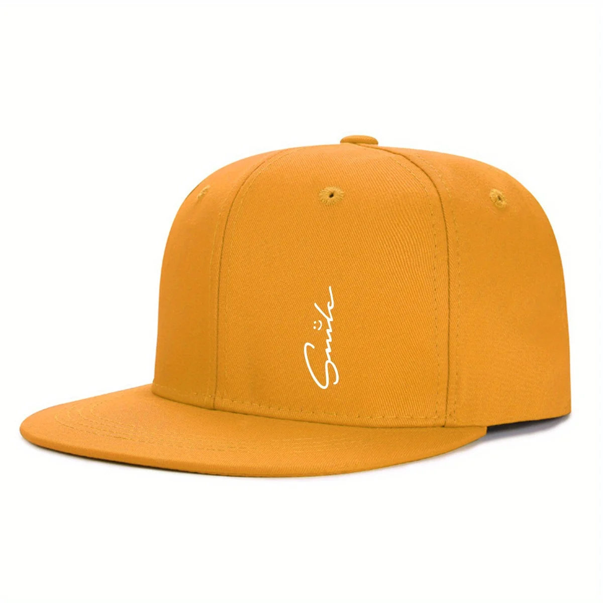 Stilvolle Baseballkappe mit Buchstaben-Smiley-Gesicht-Aufdruck für Männer und Frauen, verstellbarer Sonnenschutz, gewebter Sonnenhut mit flacher Krempe, Gorras – Detail 5