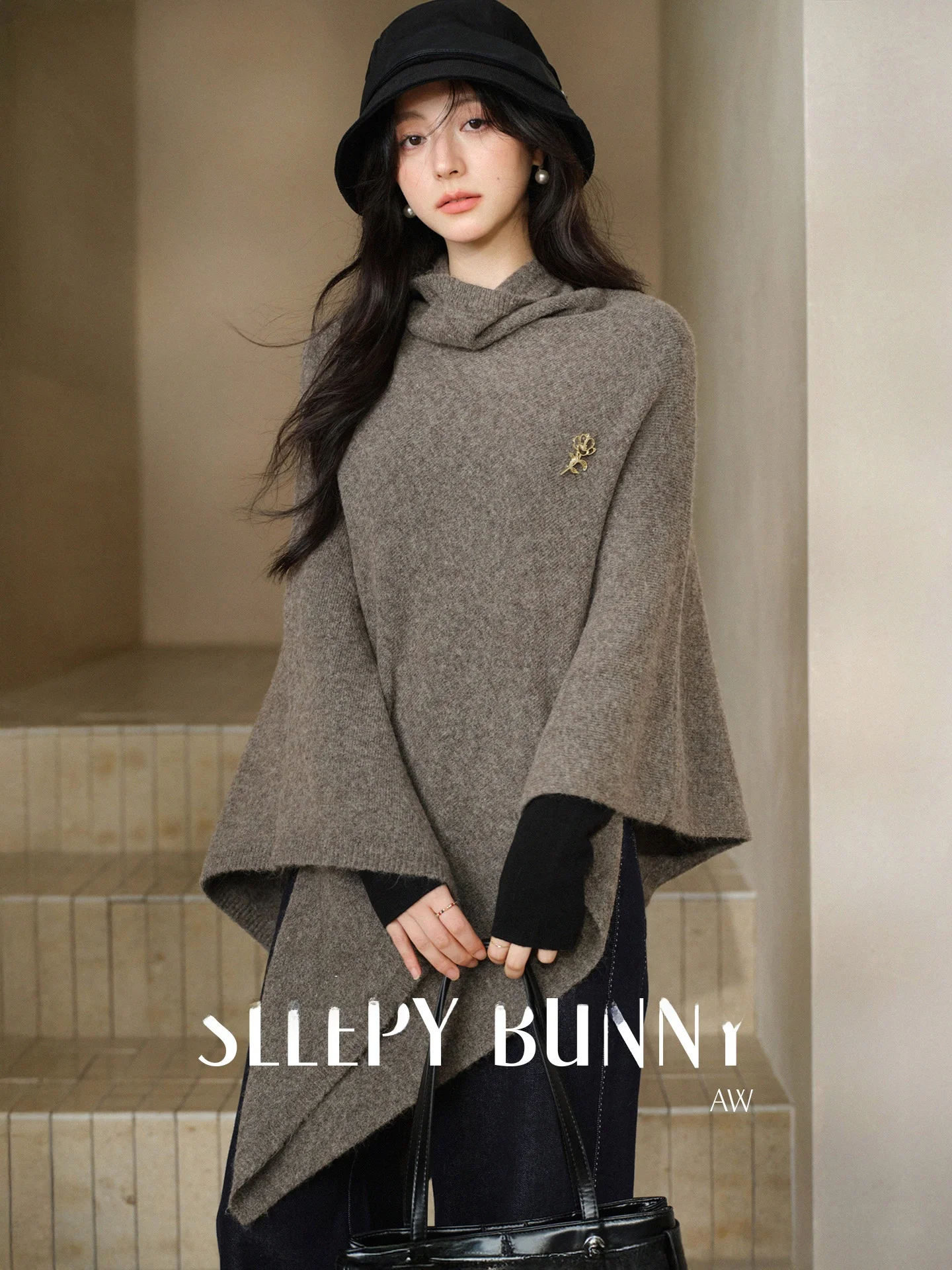 

Ретро-свитер-кардиган Missy Cowl Ne Soft Knitted для женщин, весенний, повседневный, асимметричный, из полиэстера, вискозы и акрила