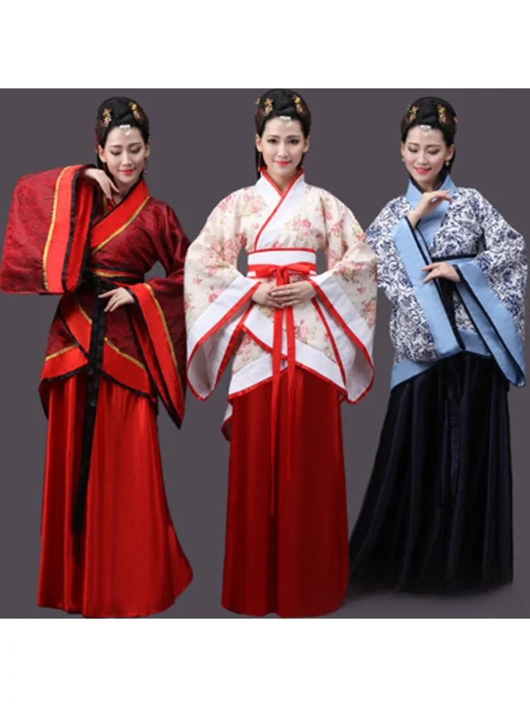 

Традиционный китайский костюм Ханьфу с широкими рукавами для выступлений, для мужчин и женщин, учащихся средних школ, классический этнический наряд.