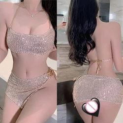 Sexy Dress Sexy Sparkling Twilight Swimsuit Sling Set of Two Woman clothing dress women dress for ladies 60 years Youth dresses