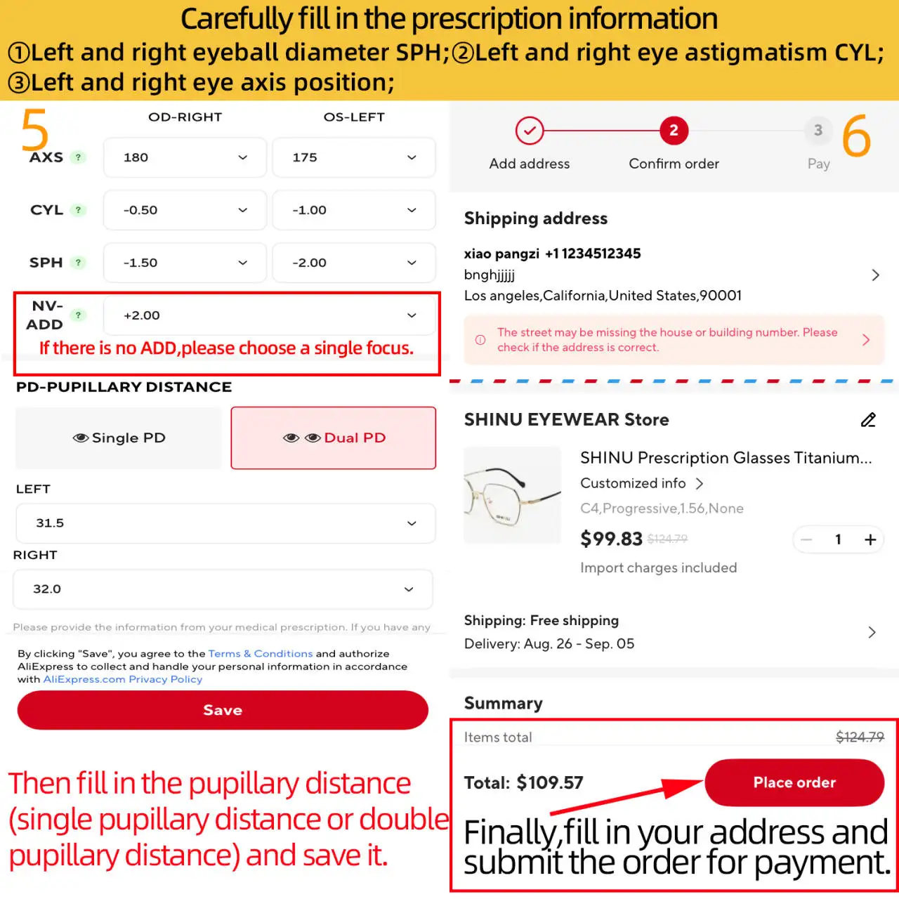Cat Eye Frame Occhiali da vista da donna Occhiali di grado multifocali Lenti ottiche che bloccano la luce blu vicina e lontana con ricetta