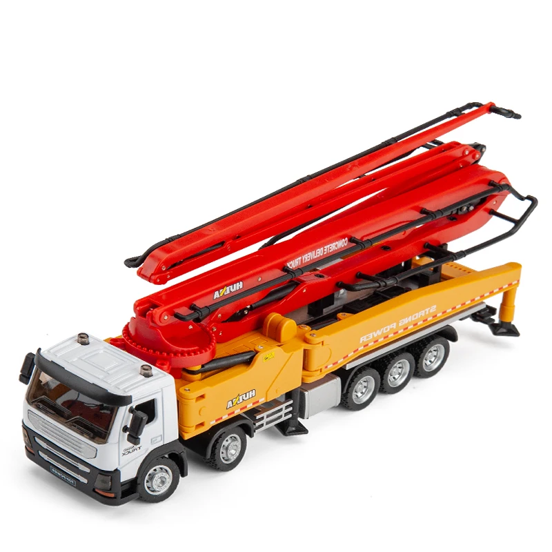 Huina 1709 1:50 Truck Model Toy Alloy Cars Trucks Movable Concrete Pump Truck Toy Simulation Engineering Construction Car Model