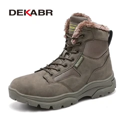 DEKABR Winter Snow Boots Men Thick Fur Waterproof Ankle Boots With Lace Up Men's Wear-Resistant Men Boots Soft Casual Boots