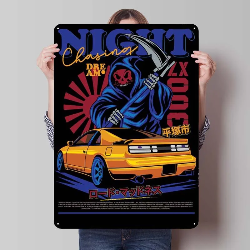 

Reaper X 300zx Tinplate Sign Cars Poster Coffee Corner Metal Sign for Garage Wall Art Decoration Art of Murals Vintage Decor