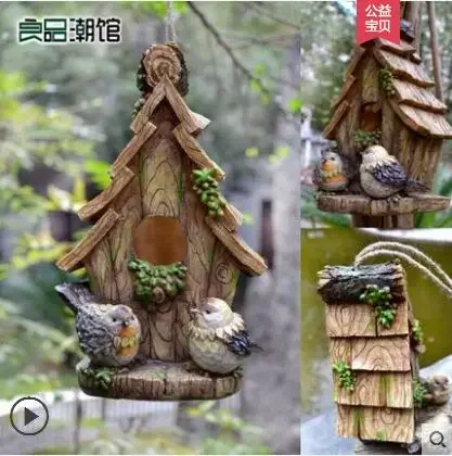 

Outdoor Creative Resin Bird Nest Pendant Bird House Villa Garden Courtyard Kindergarten Cute Special Decoration