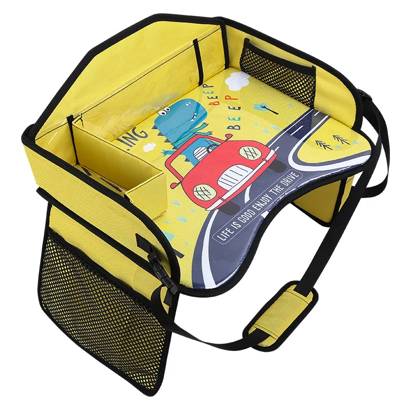 

Car mounted children's dinner plate, magic tool, rear safety seat tray, multi-functional folding storage table