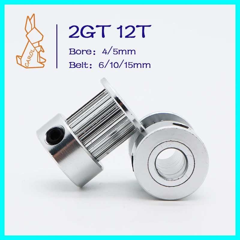 2GT Timing Pulley 12Teeth Bore 4/5mm 2M GT2 Belt Pulley Tooth Width 6/10/15mm Synchronous Wheels 3D Printer Parts 2GT Pulley 12T