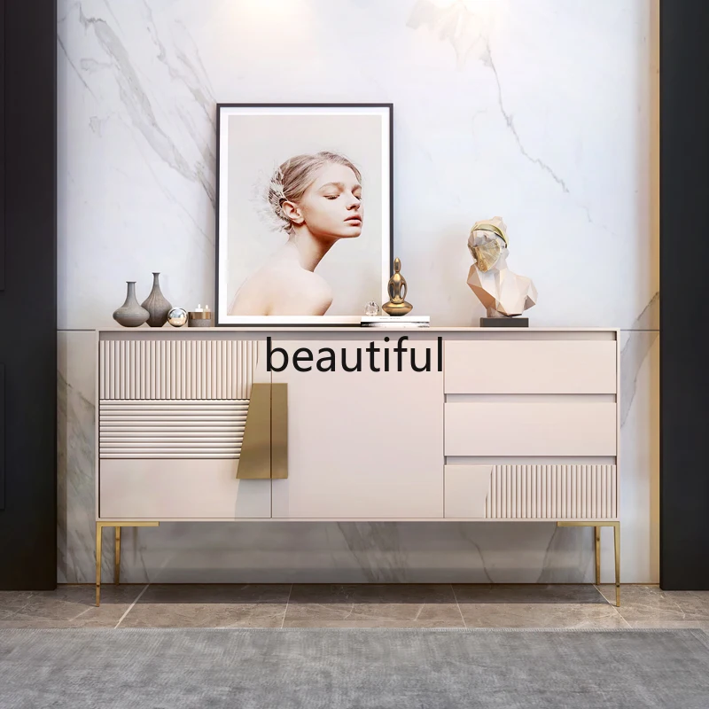 

Dressers Living Room Entrance Cabinet Large Villa Household Locker Three Drawers Minimalist Light Luxury Rock Board Sideboard