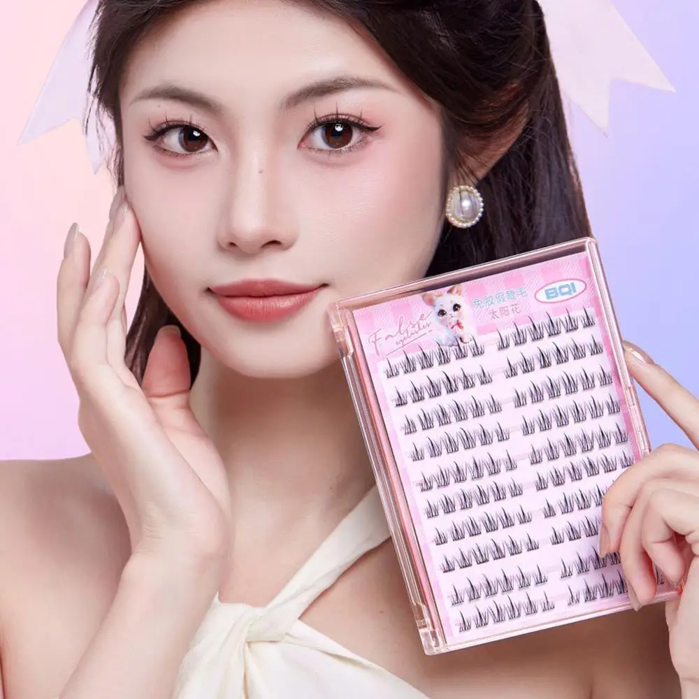 ขนตาปลอม 10 แถว ต่อขนตาแบบธรรมชาติ ขนตายาว หนา แบ่งเป็นช่อ ใช้ได้ทุกวัน แต่งหน้า ขนตาปลอม DIY แบบช่อ