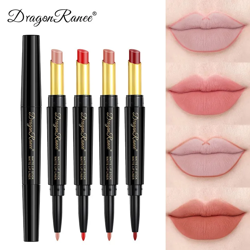 Nude Lipsticks Set Beauty Long Lasting Waterproof Pigment Matte Lipstick Pencils Moisturizer Lip Liner Pen Make Up Kits Sexy Red