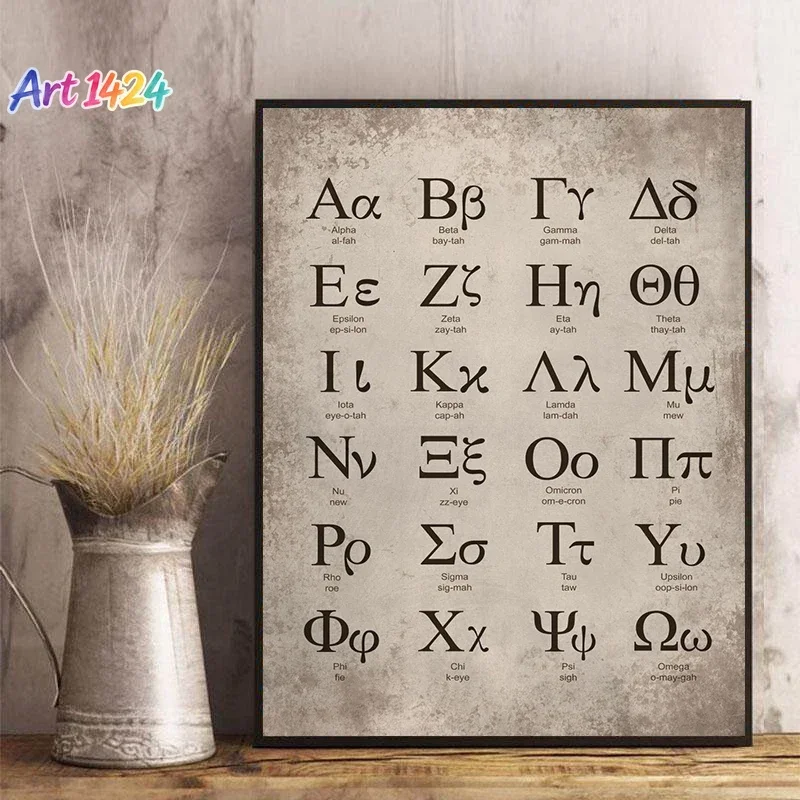 Greek Alphabet Letter Mathematics Educational Art Poster Picture Canvas Painting And Print Math Classroom Home Study Room Decor