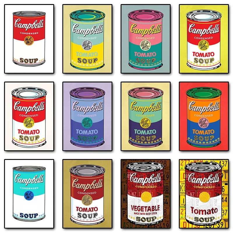Andy Warhol Pop Art Tomato Soup Posters and Prints Canvas Painting Vintage Wall Art Pictures for Living Bedroom Home Decor