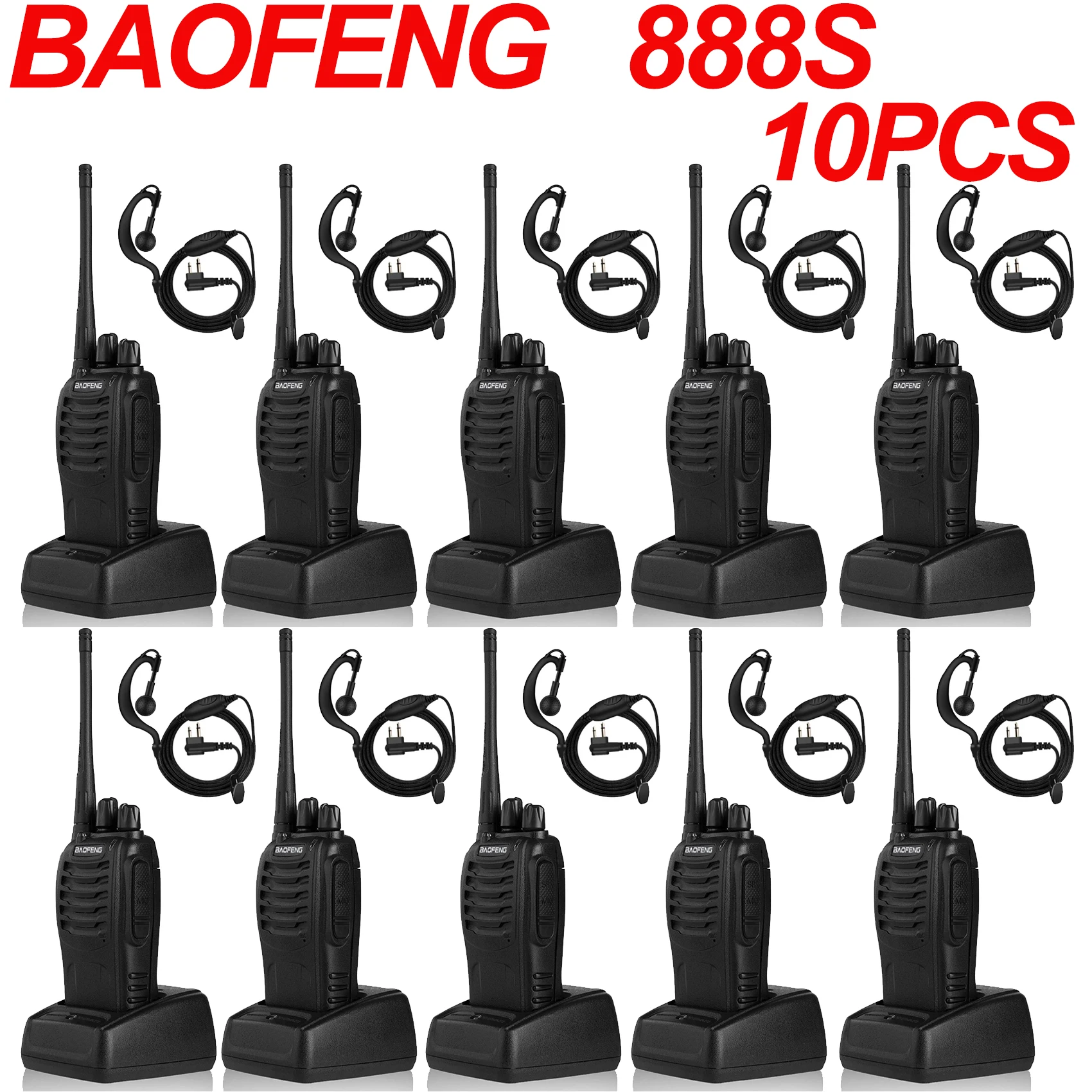 

10 шт. оригинальная рация Baofeng 888s UHF 400-470 МГц, канальная портативная двухсторонняя радиосвязь, 16 каналов связи