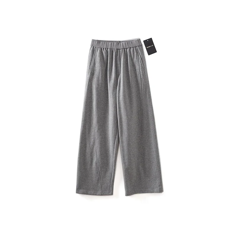 

Bodhl High Waist Wide Leg Pants Women's Casual Sports Trousers Multicolor Elastic Waist Autumn New Sle Simple Design