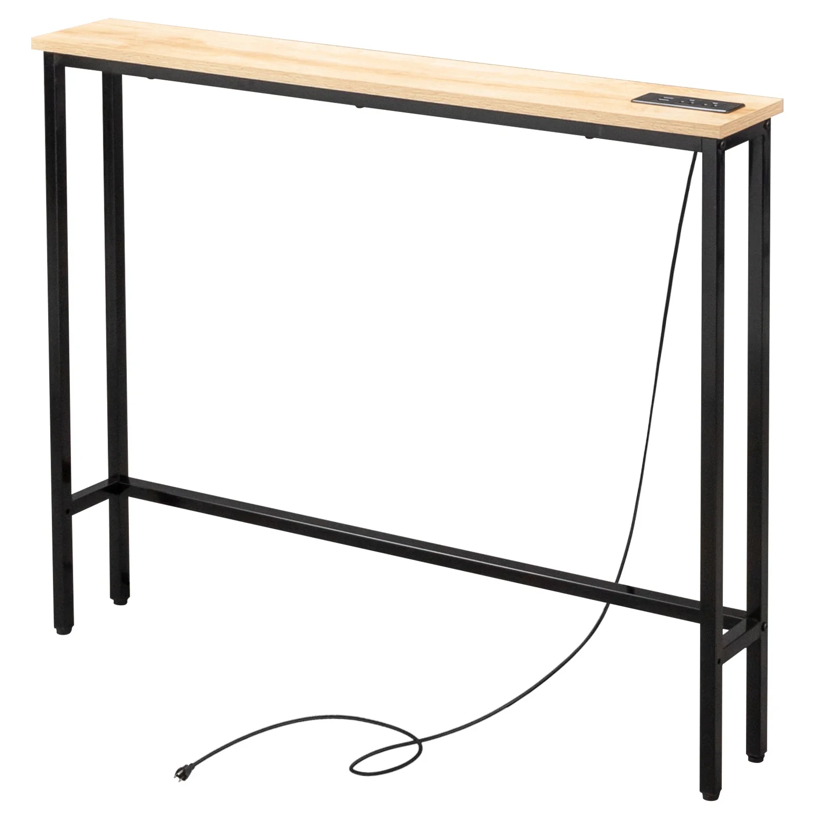 

39.4" Narrow Console Sofa Table with Power Outlets and USB Ports, Skinny Couch Table with Metal Frame and Charge Station