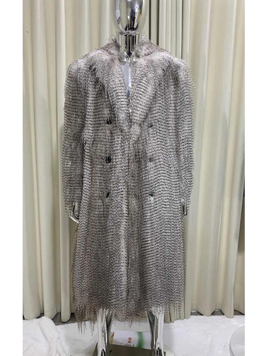 Herbst Winter Bunte Dicke Warme Haarige Shaggy Weiche Faux Pelzmantel Männer Schärpen Luxus Designer Emo Kleidung Flauschigen Mantel 2025