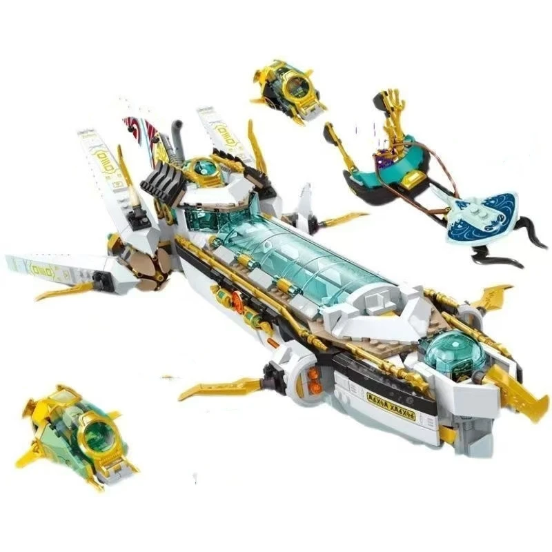 Masters of Spinjitzu Water Reward No. 1218pcs Submarine Model Boy Assembling Building Block Toys Birthday Christmas Gift Model