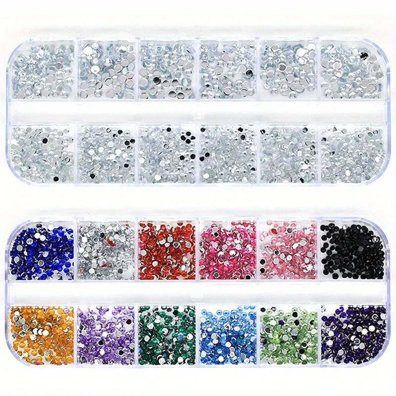3/4 pezzi accessori per nail art strass multi-dimensione decorazioni in cristallo 3D e glitter, gemme per nail art fai da te, decorazioni per nail art