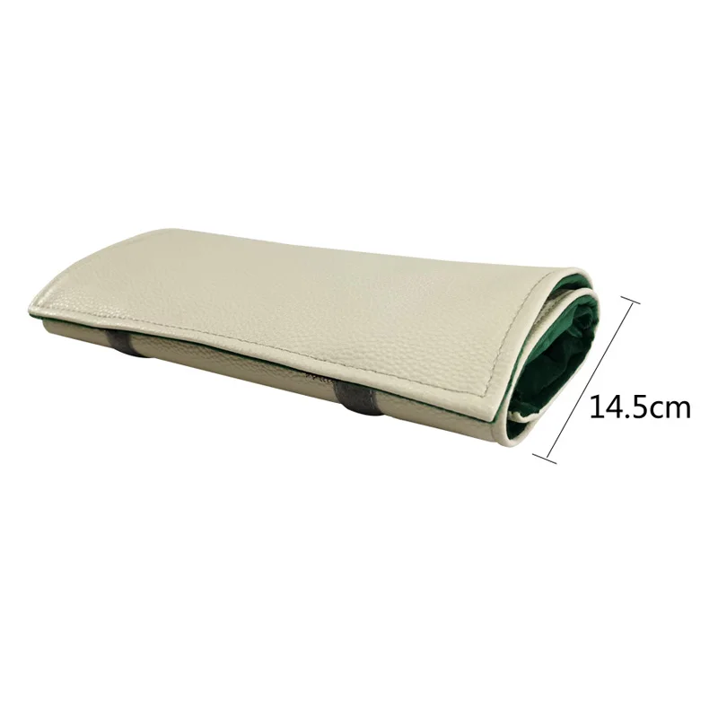 White leather Travel  Jewelry Organizer Roll Foldable Jewelry Case for Bracelet  Necklaces Jewelry Storage Bag Travel Bags