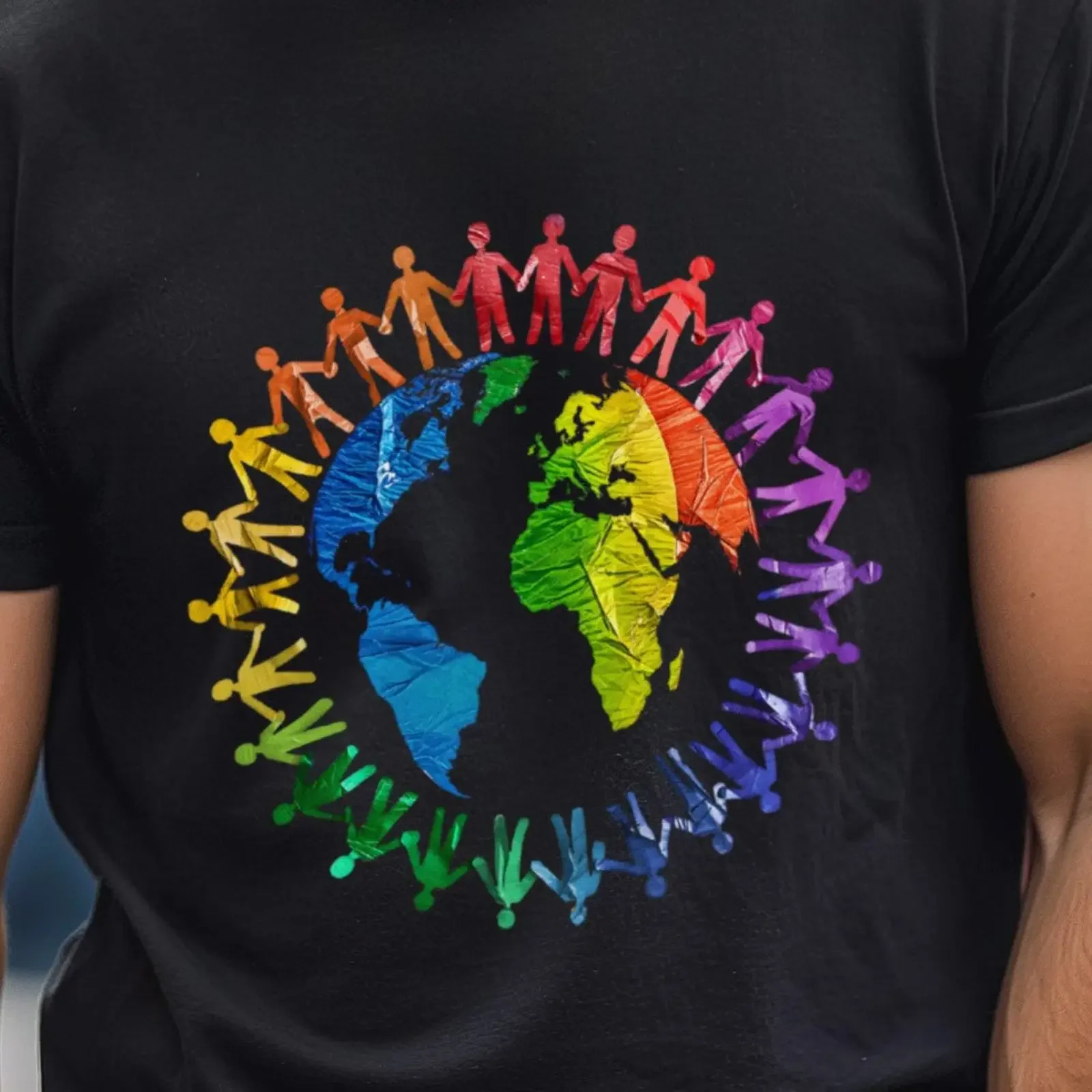 T-shirt Pride, motif arc-en-ciel, design vintage, lavé, polyvalent, doux, respirant, pour un usage quotidien, graphique