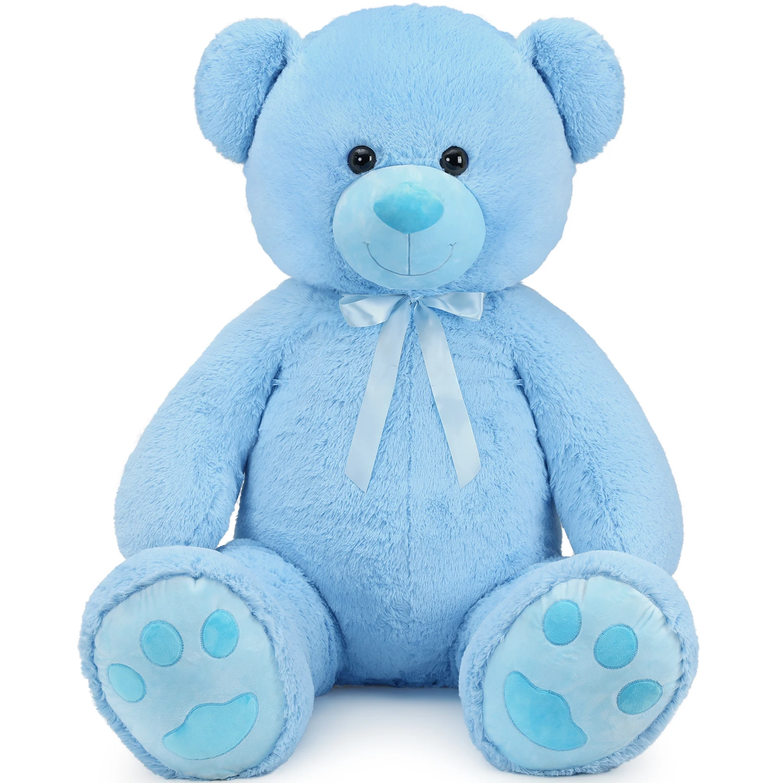 

MorisMos Smile Blue Big Teddy Bear 150cm,Soft Full Super Size Stuffed Teddy Bear Cuddly Fluffy Peluche Grande,Presents for Girls
