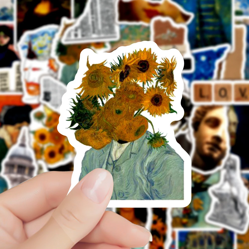 10/30/50 Stück Vintage Ölgemälde-Aufkleber Van Gogh Mona Lisa Aufkleber DIY Gepäck Skateboard Notizbuch Ästhetische Künstler-Sticker