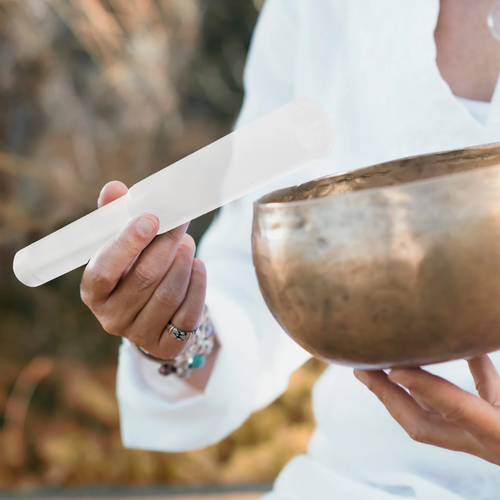 

Acrylic Crystal Rod 8 5cm White Circle Singing Bowl Mallet Percussion Instrument Yoga Meditation Sound Therapy Musical