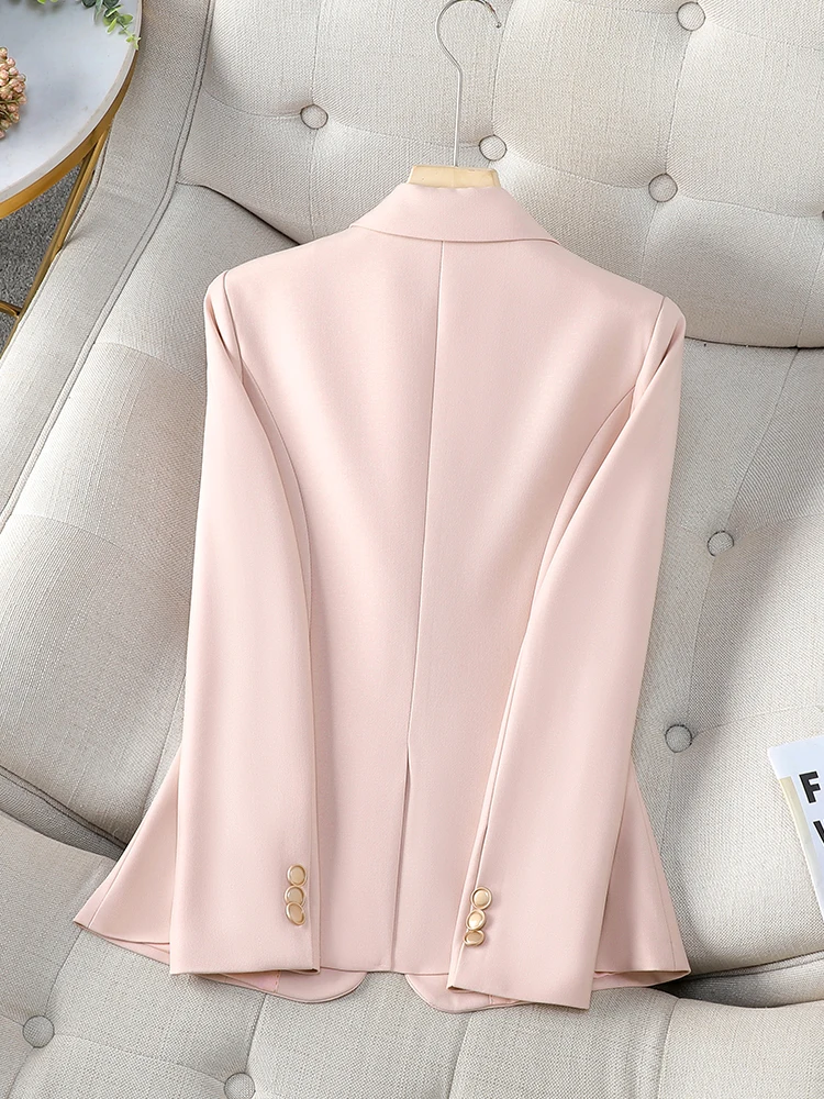 New Arrival Fashion Women Formal Blazer Ladies Pink Apricot Black Female Long Sleeve Work Wear Jacket Coat For Autumn Winter