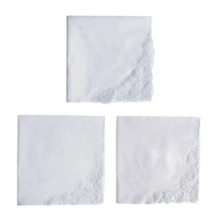 Wedding Handkerchiefs Scallops Lace Edges Hankies Flower Lace Cotton Handkerchiefs Great for Bouquets Tableware Dropship