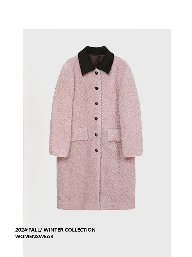 

Forever 2 Lamb Fur Collar Woolen Coat Color Blo Design Small Fraance Sle New Arrival Autumn Winter Long Sve Ladies ...