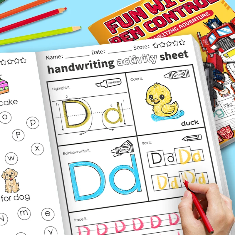 26 Alphabet Practicing Uppercase and Lowercase Letters English Coloring Book Pen Control Training Handwriting Practice Book