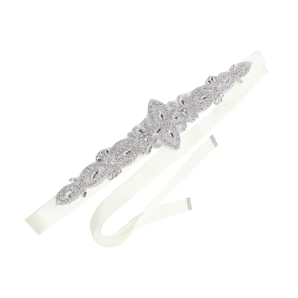 1Pcs Wedding Bride Belt Rhinestone Elegant Bridal Waist Girdle Dress Decor Bridesmaid Party Accessory Ivory White