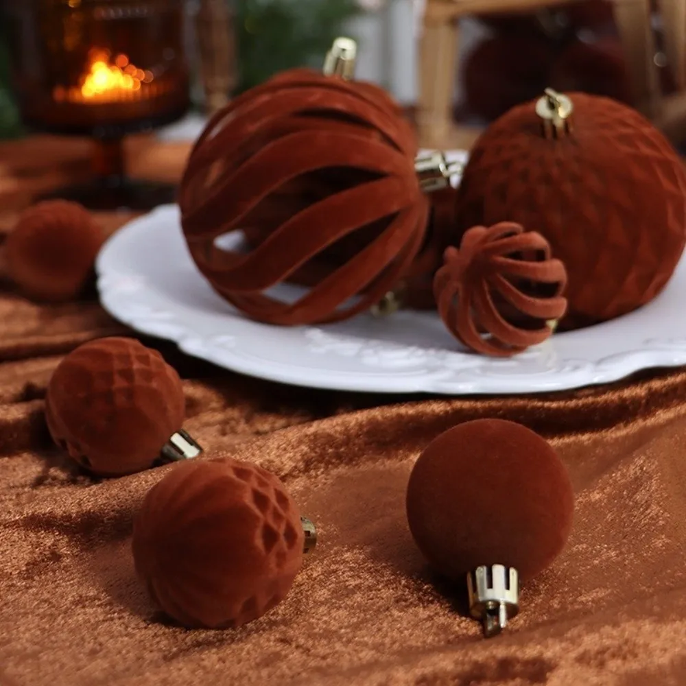 24pcs/Set 4CM Christmas Ball Ornaments Sparkling Flocking Christmas Tree Props Solid Color Plastic Christmas Spheres