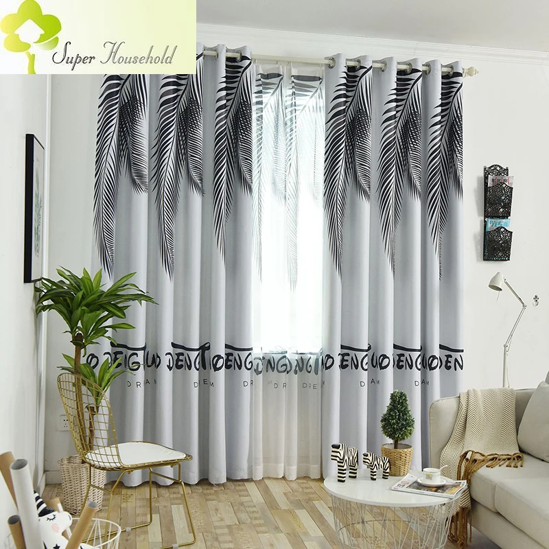 

Занавески в скандинавском стиле, тканевые затемненные занавески для спальни, гостиной, зеленые шторы в виде листа Феникса, прозрачные тюлевые занавески