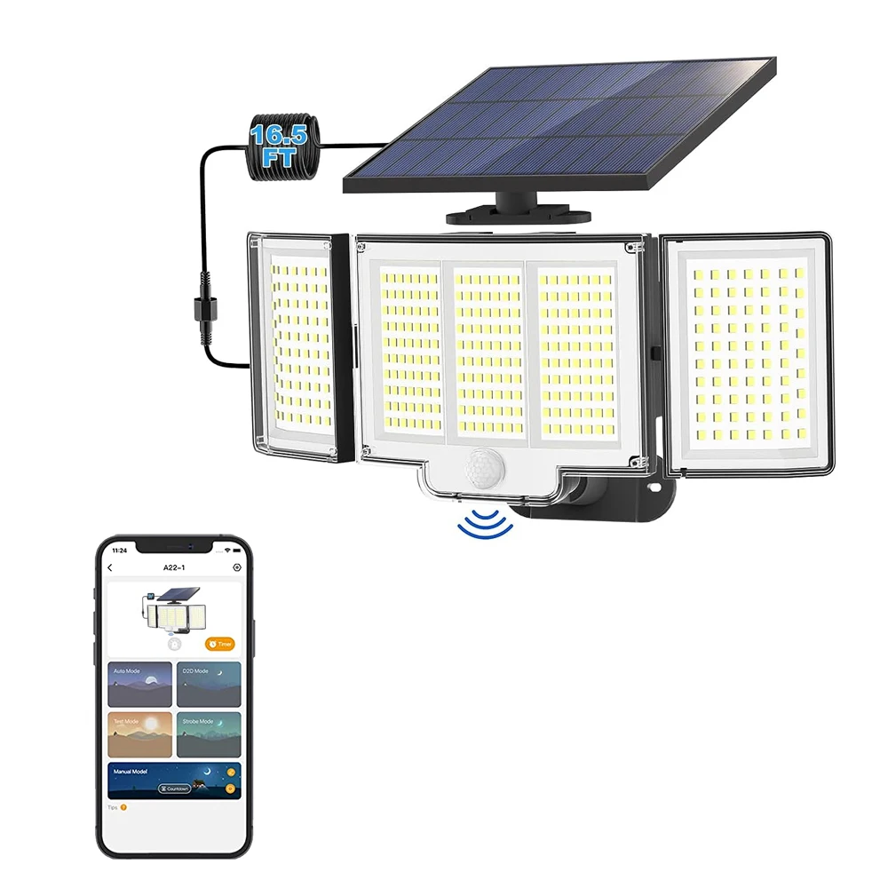 

Solar Motion Sensor Sensing Outdoor Light IP65 Waterproof 3 Head Floodlight 300 Degree Wide Angle Solar Safety Light