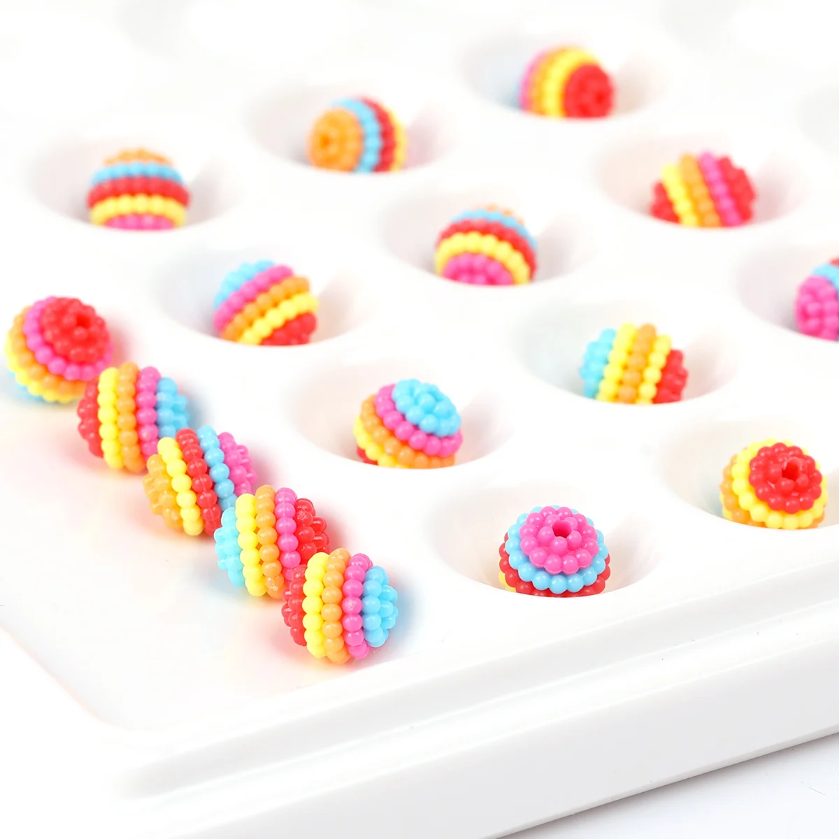 About 58/116pcs Random Color 10mm Multicolor Raspberry Ball Matte Textured Acrylic Beads for DIY Jewelry Making